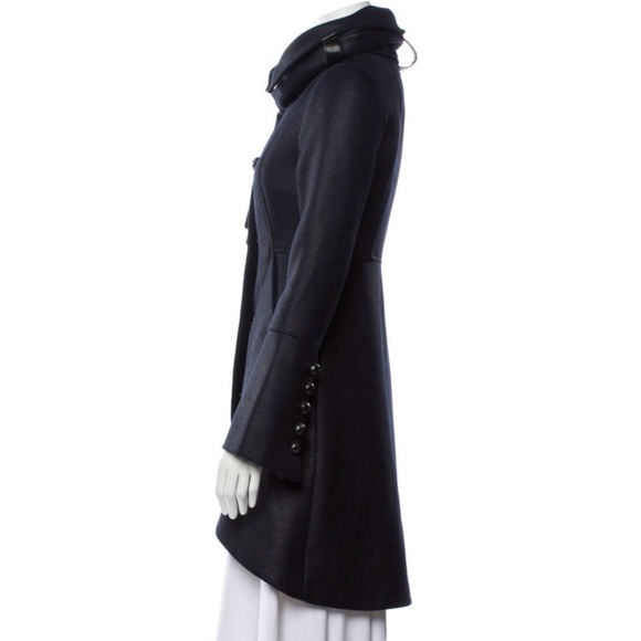 Gorgeous Navy Wool & Leather Mackage Coat - Picture 2 of 4